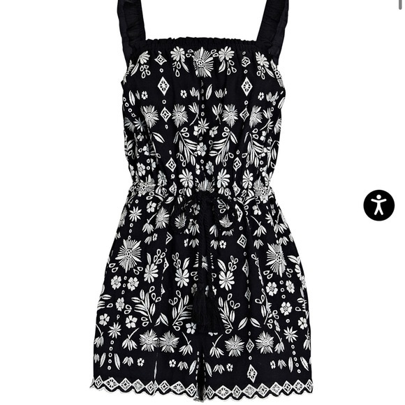 INTERMIX Pants - Intermix Marin Embroider NWT Black and white romper Size Large